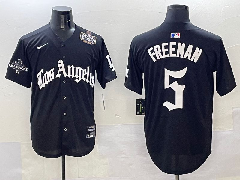 Men Los Angeles Dodgers #5 Freeman Black Five generations Joint Name 2025 Nike MLB Jersey style 38->los angeles dodgers->MLB Jersey